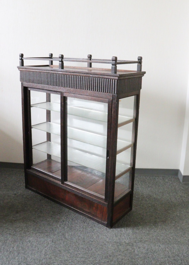 レトロガラスケース　ショーケース　コレクションケース　両面タイプ　ガラスケース　