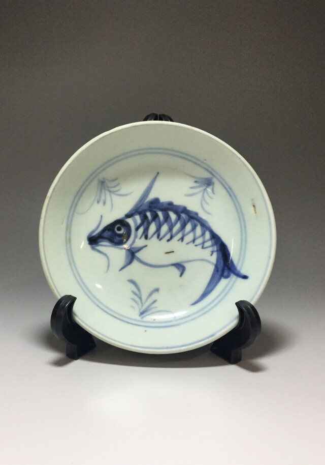 中国草魚図皿