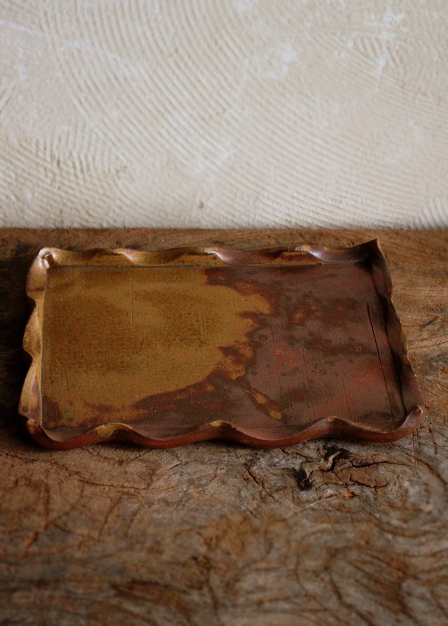 波縁板皿　備前陶板　トレー　陶板　角皿　五枚組