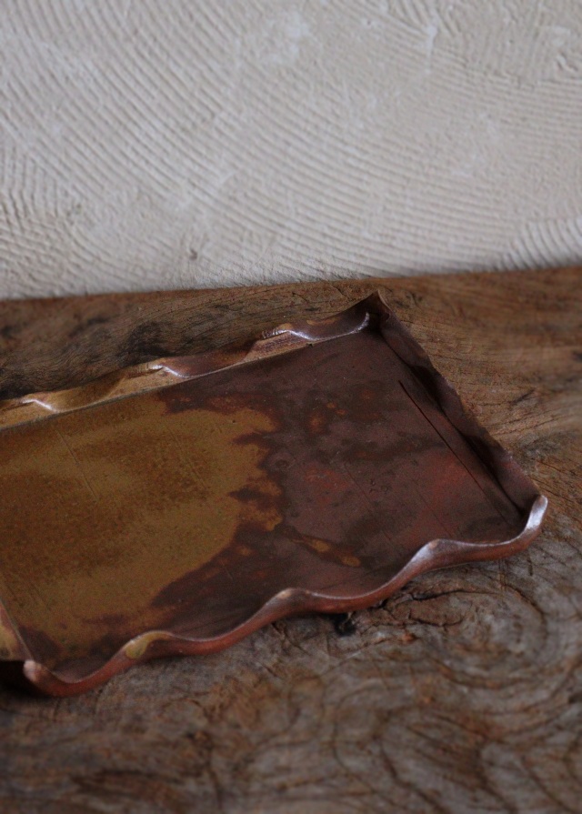 波縁板皿　備前陶板　トレー　陶板　角皿　五枚組