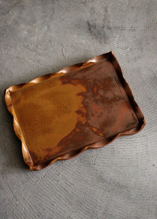 波縁板皿　備前陶板　トレー　陶板　角皿　五枚組