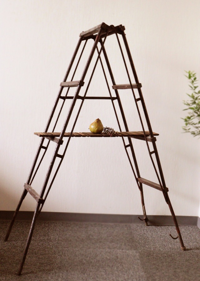 gg077 ●レトロ 脚立 梯子 アイアン インダストリアル アンティーク ヴィンテージ ★ジャンク ＊240 ヴィンテージ アイアン製ラダーA 脚立 インダストリアル 梯子