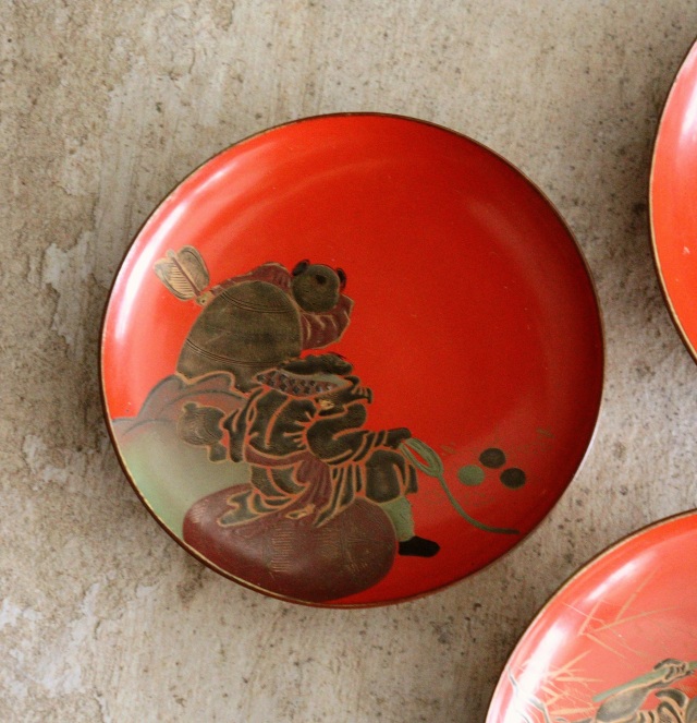 蒔絵　三ツ盃 アンティーク 三組盃・盃台 鶴亀蒔絵 | うるしかぶれ