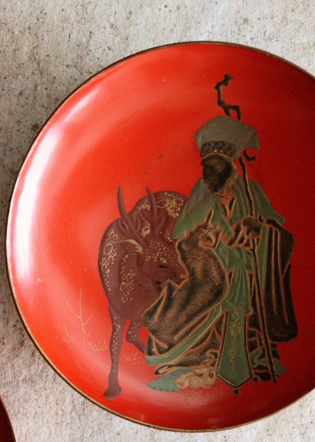 高蒔絵三つ組盃 三宝 漆皿 漆器 漆盆 酒器 お正月 恵比寿大黒