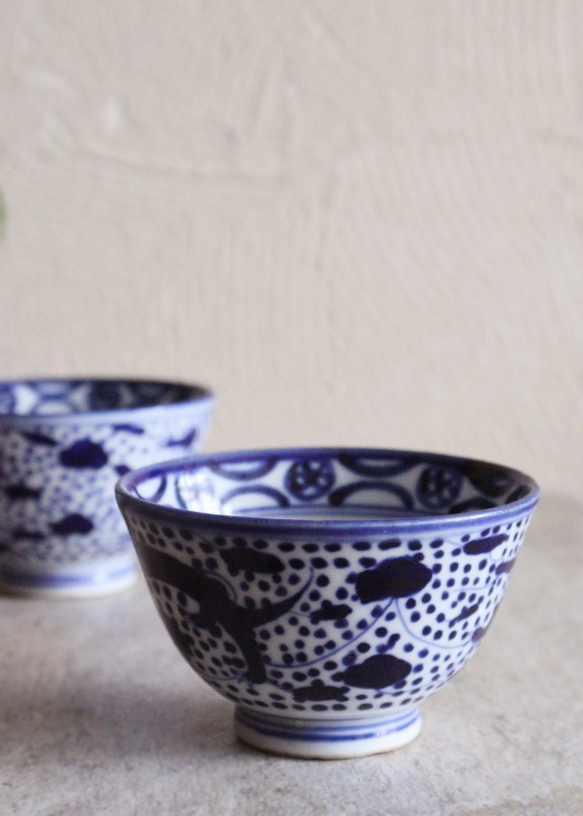 五代 三浦竹泉 染付 鳳龍 龍 湯呑 茶碗 共箱 桐箱 染