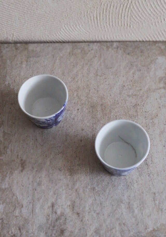 染付蕎麦猪口 古伊万里 花唐草 ソバ猪口 2客 Antique Sam's