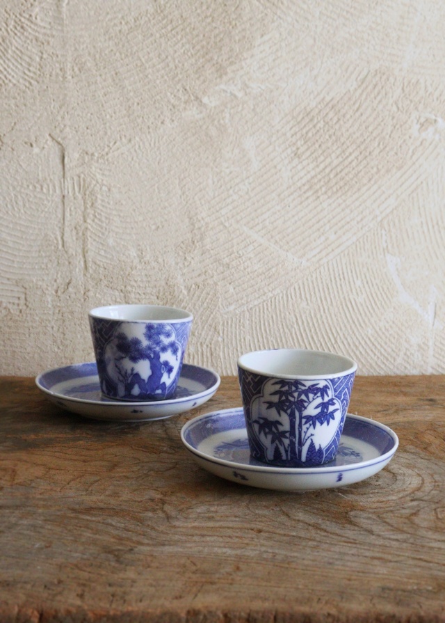 蕎麦猪口■古い伊万里染付花唐草蕎麦猪口10客「太清年製」酒器 ソバチョコ 時代物 蕎麦猪口□古い伊万里染付花唐草蕎麦猪口10客「太清年