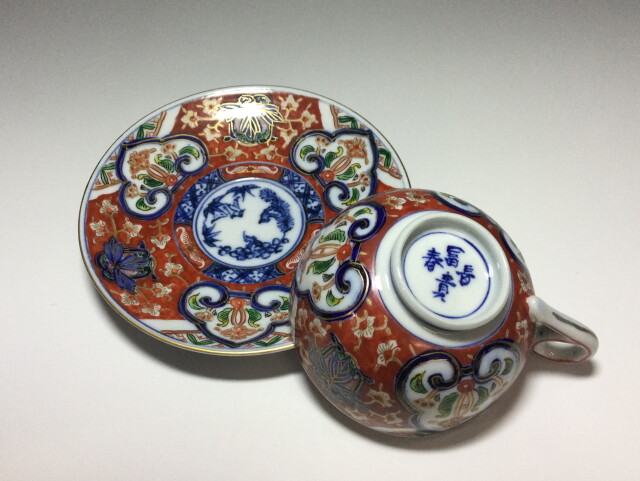 伊万里手描き色絵カップ＆ソーサー