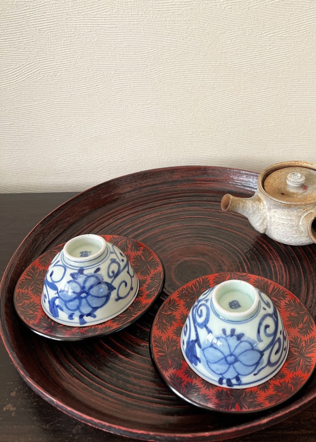手描青磁煎茶茶碗五客組