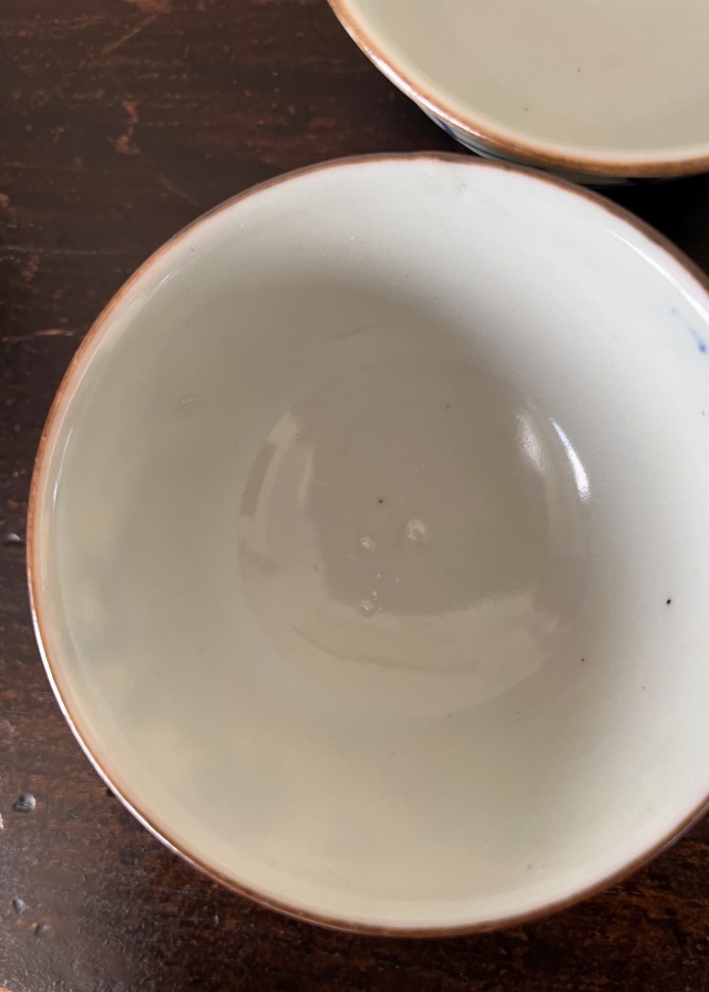 手描青磁煎茶茶碗五客組