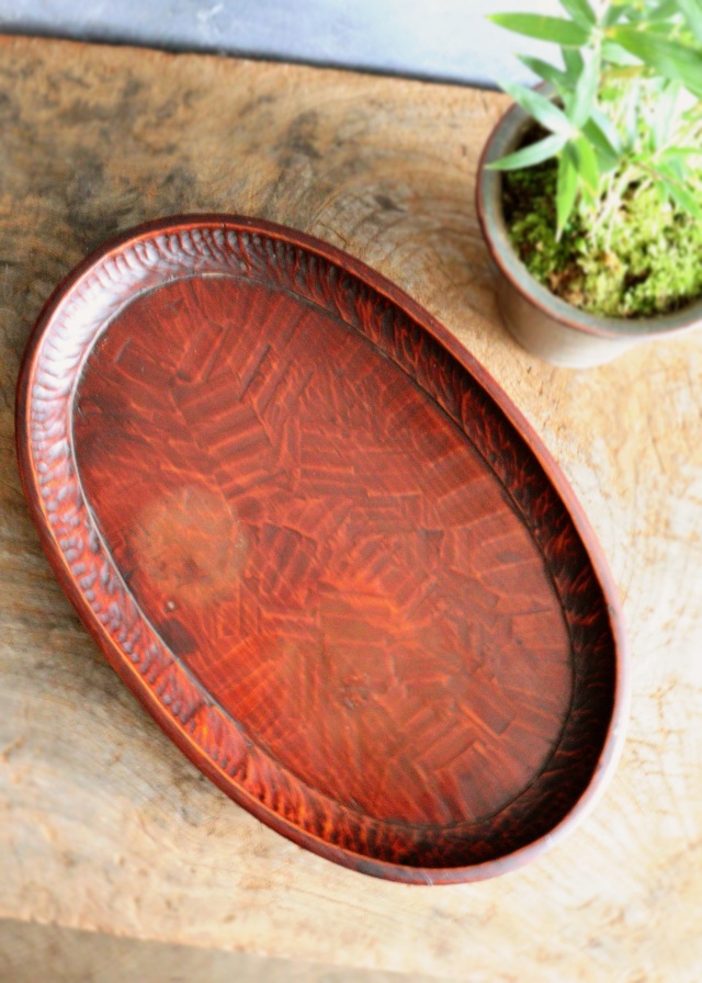 讃岐盆 讃岐彫 楕円 お盆 煎茶盆 手仕事 民藝 盆 Antique Sam's Collection