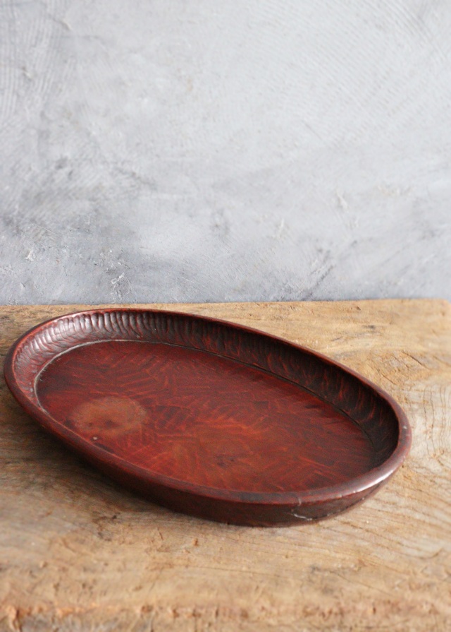 讃岐盆 讃岐彫 楕円 お盆 煎茶盆 手仕事 民藝 盆 Antique Sam's Collection