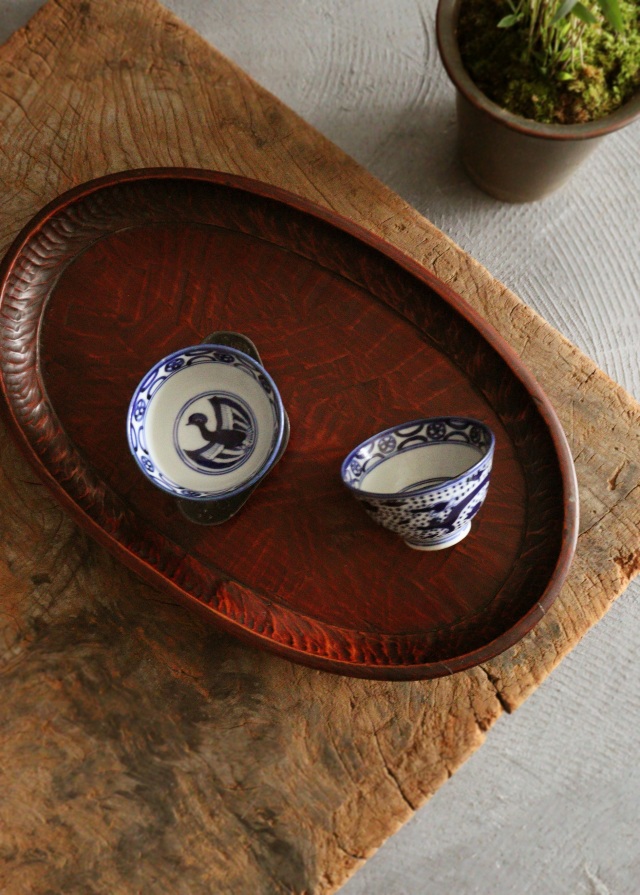讃岐盆 讃岐彫 楕円 お盆 煎茶盆 手仕事 民藝 盆 Antique Sam's Collection