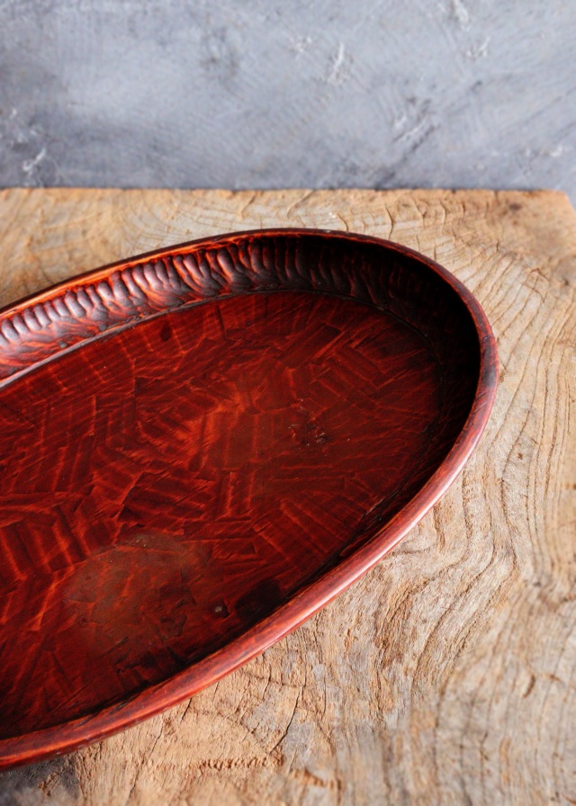 讃岐盆 讃岐彫 楕円 お盆 煎茶盆 手仕事 民藝 盆 Antique Sam's Collection