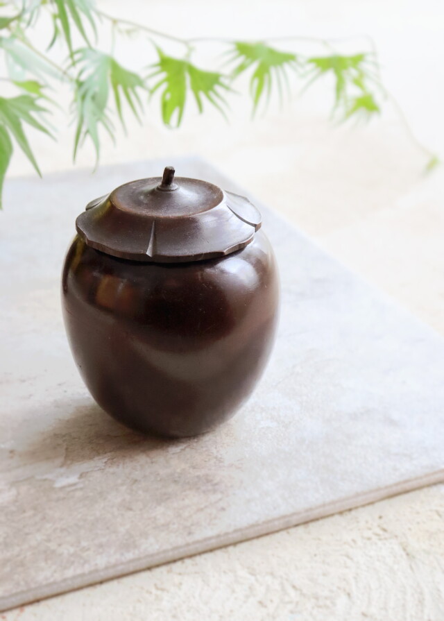 木製柿型　茶心壷　茶壷　煎茶道具　茶入　茶筒　茶器　茶葉罐