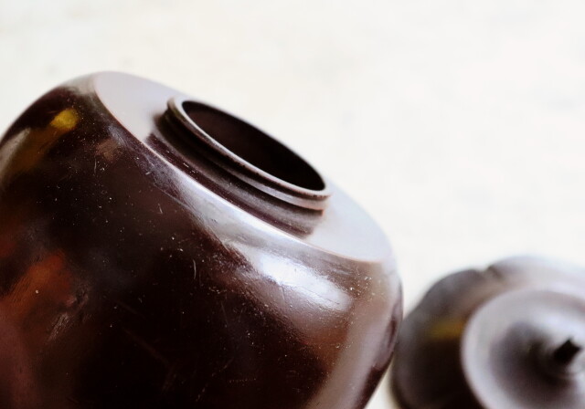 木製柿型　茶心壷　茶壷　煎茶道具　茶入　茶筒　茶器　茶葉罐