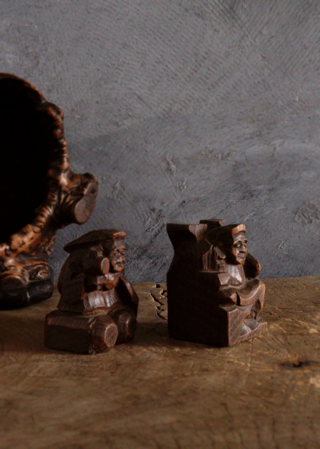 木の瘤厨子入り恵比寿大黒像　木彫　民藝　厨子　木彫仏