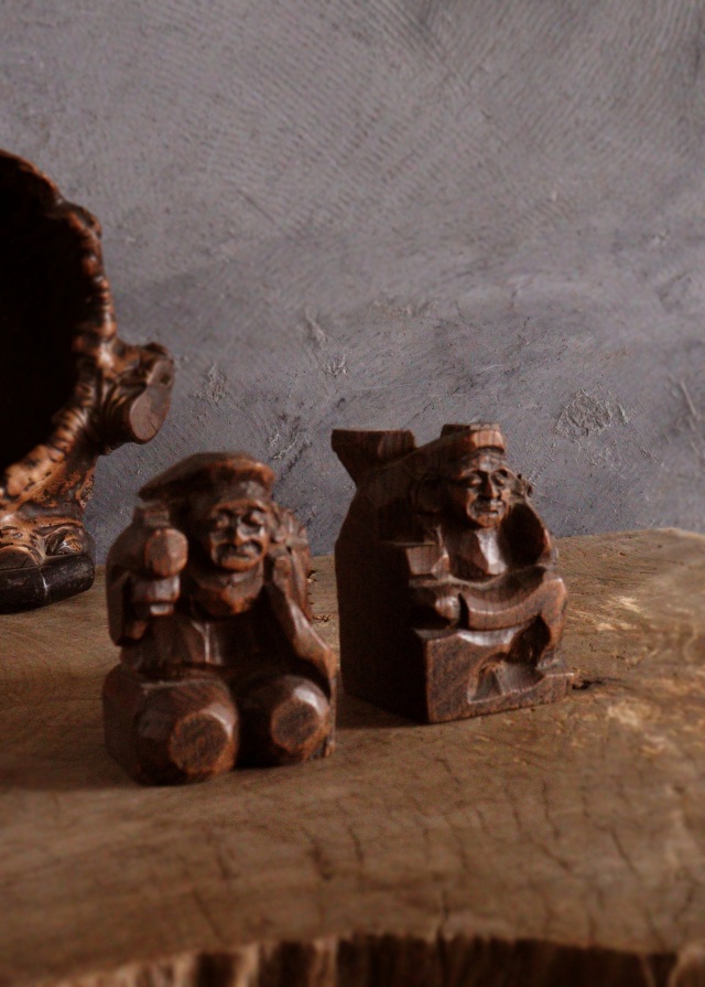 木の瘤厨子入り恵比寿大黒像 木彫 民藝 厨子 木彫仏 Antique Sam's