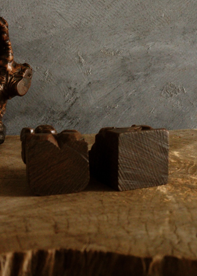 木の瘤厨子入り恵比寿大黒像　木彫　民藝　厨子　木彫仏