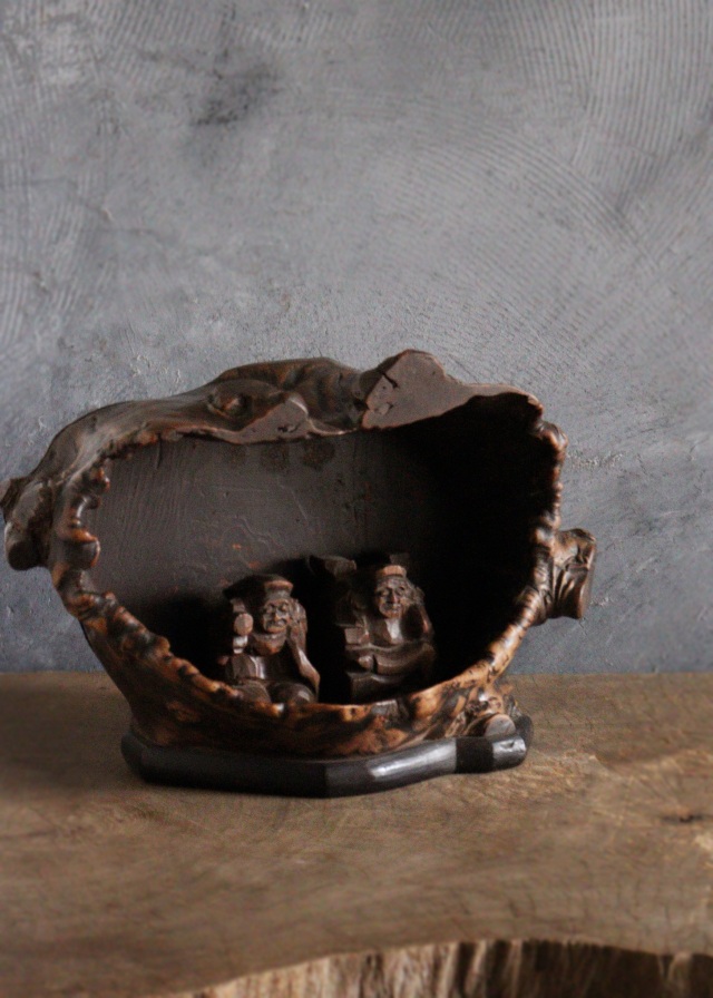 木の瘤厨子入り恵比寿大黒像　木彫　民藝　厨子　木彫仏