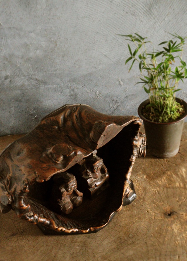 木の瘤厨子入り恵比寿大黒像　木彫　民藝　厨子　木彫仏