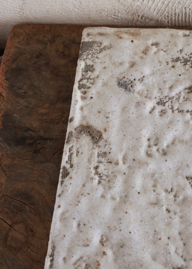 志野焼敷板　陶板　敷板　花台　みたて　茶道具