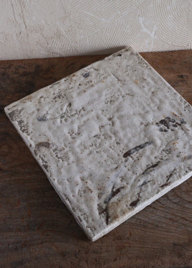 志野焼敷板　陶板　敷板　花台　みたて　茶道具