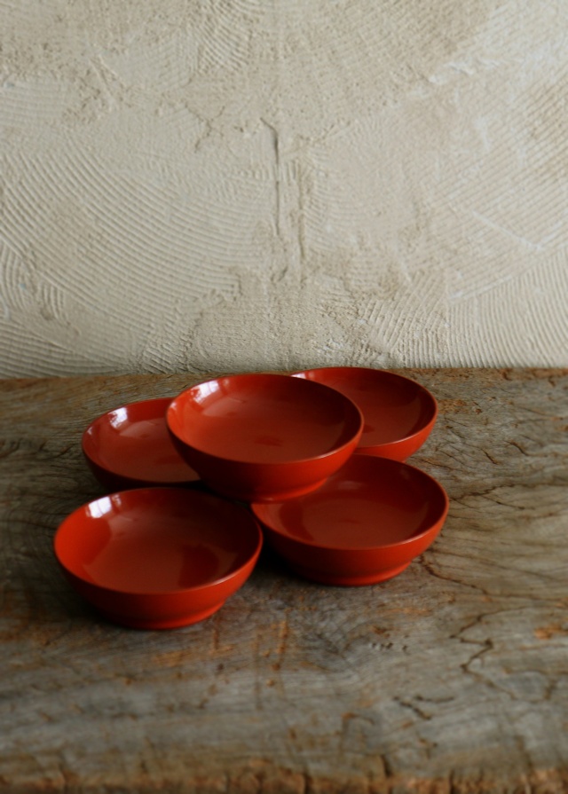 輪島朱塗碗 朱塗向付 小皿5枚 漆皿 朱塗皿 5枚組Antique Sam's Collection