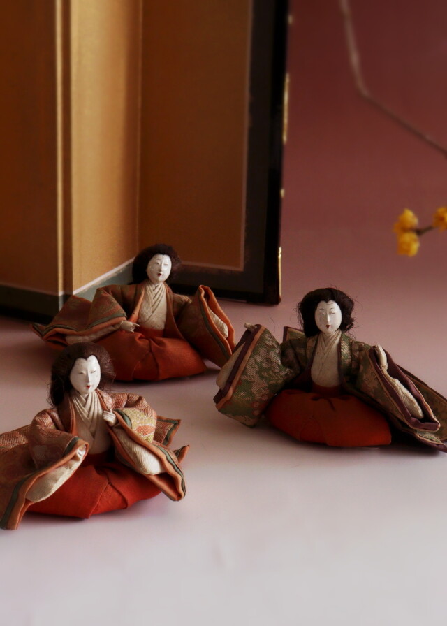 有職雛三人官女 江戸雛 骨董 ひな祭り 桃の節句 日本人形 日本人形