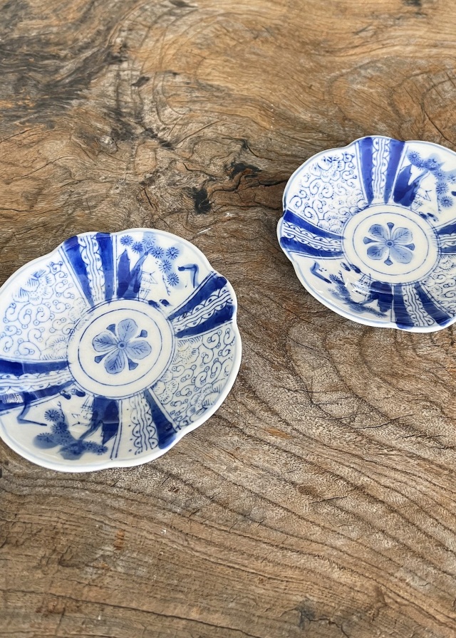 印判花輪郭　天塩皿　二枚組