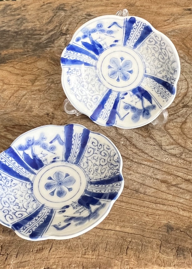 印判花輪郭　天塩皿　二枚組