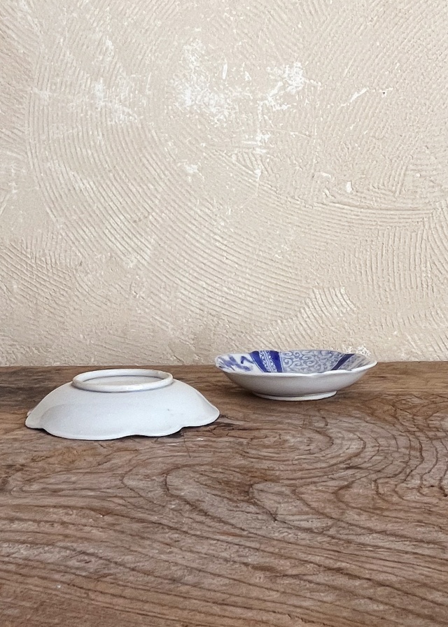 印判花輪郭　天塩皿　二枚組