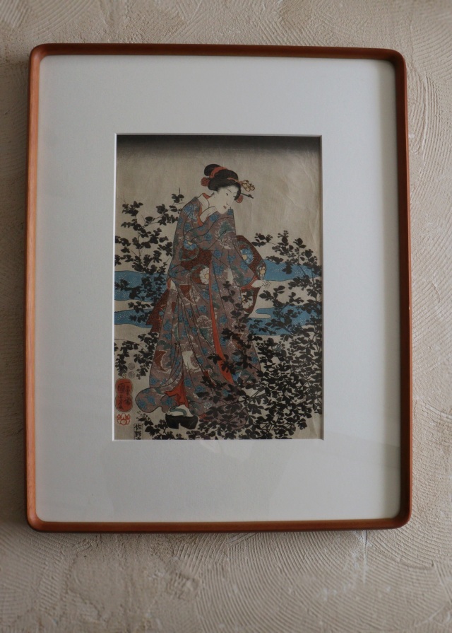 歌川国芳　「近江国萩の玉川」　美人画浮世絵　木版画