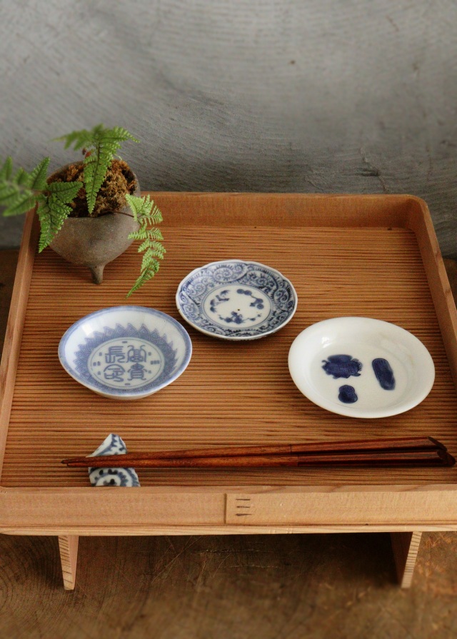 豆皿三枚組　蛸唐草　印判皿　小皿　和食器　和骨董　箸置き　茶托　取皿