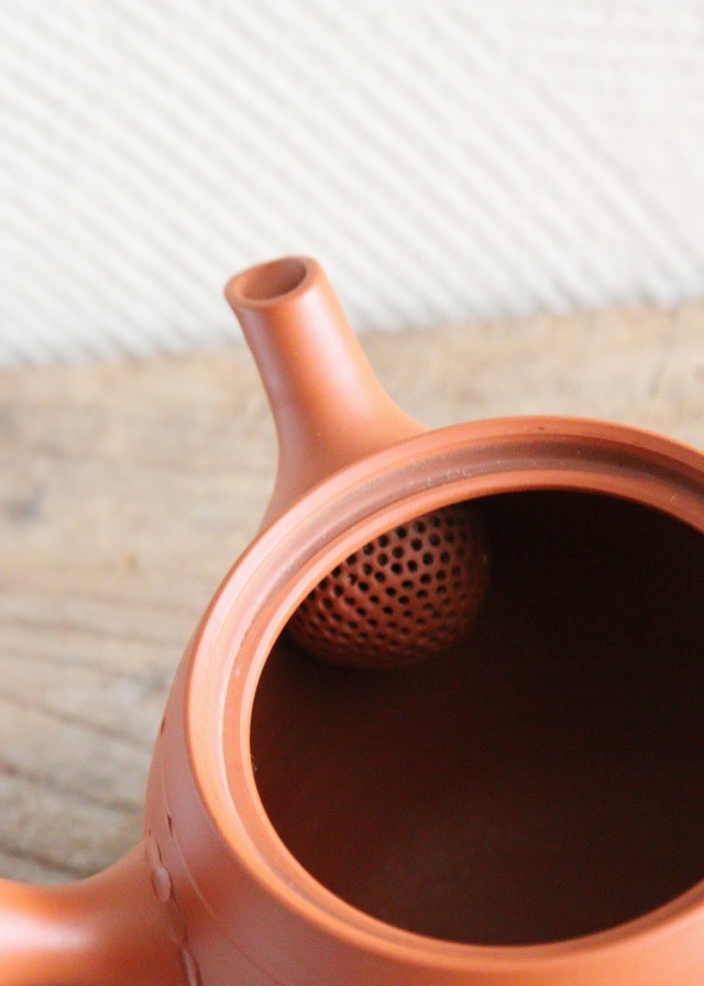 常滑焼棗型急須　玲光作　煎茶道具　朱泥急須