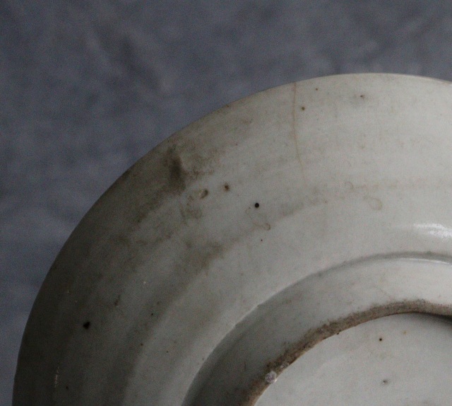 染付印判くらわんか皿 金継・直し 呉須 なずな紋様 茶盤