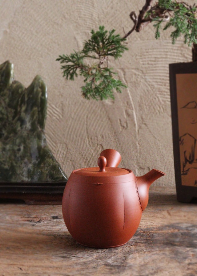 B16411 瑞芬 朱泥急須 402g：真作 工芸品