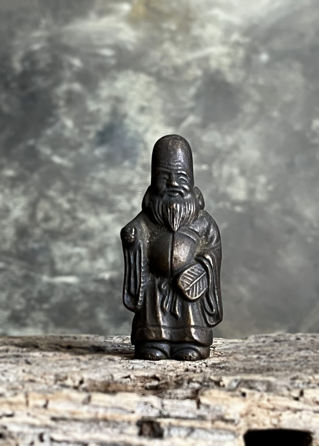 寿老人立像 七福神 #127 ◇白檀 木彫 仏像