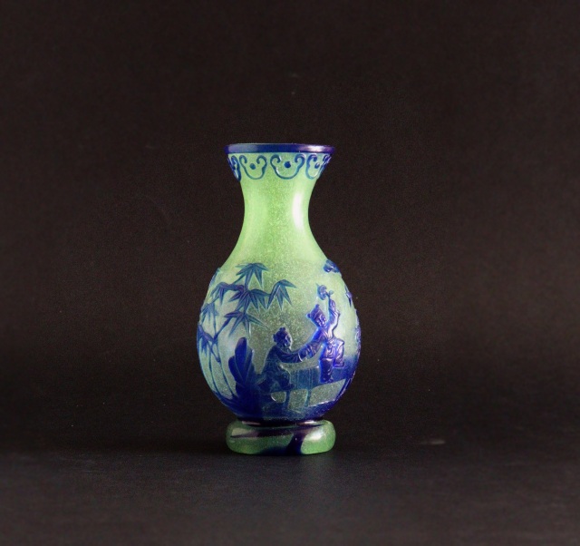 乾隆ガラス 唐子楼閣図花瓶 花器 ガラス瓶 飾瓶 Antique Sam's Collection