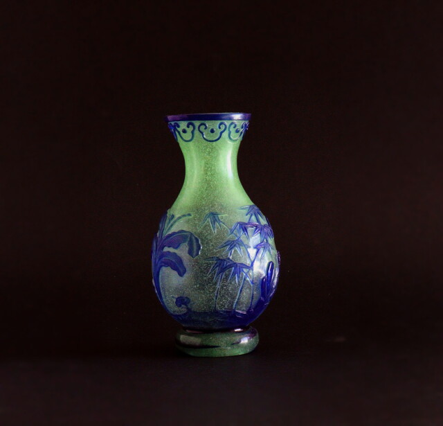 乾隆ガラス 唐子楼閣図花瓶 花器 ガラス瓶 飾瓶 Antique Sam's Collection