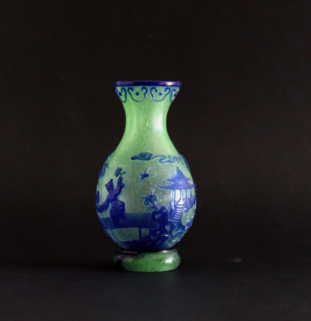 乾隆ガラス 唐子楼閣図花瓶 花器 ガラス瓶 飾瓶 Antique Sam's Collection