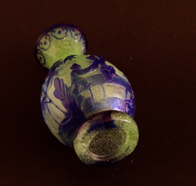 乾隆ガラス 唐子楼閣図花瓶 花器 ガラス瓶 飾瓶 Antique Sam's Collection