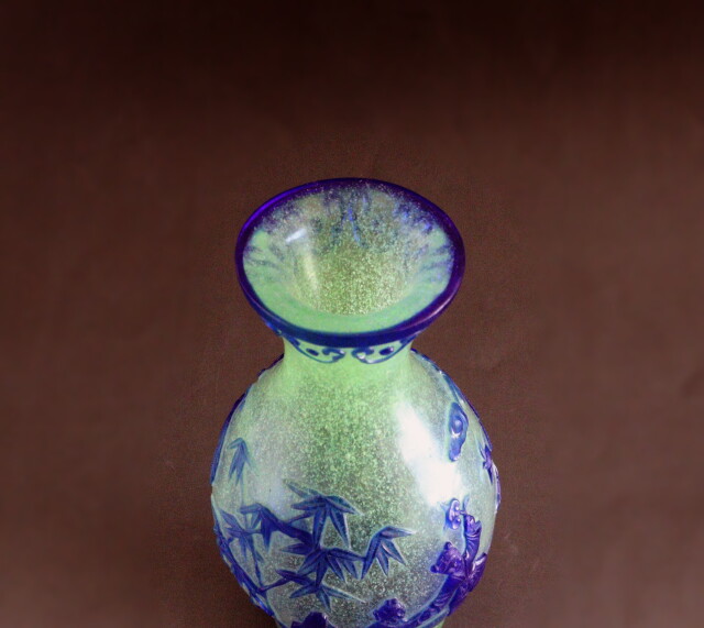 乾隆ガラス 唐子楼閣図花瓶 花器 ガラス瓶 飾瓶 Antique Sam's Collection