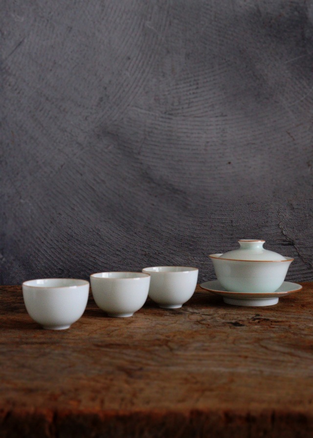 景徳鎮白磁茶壷　 抱翁堂 白磁急須　影青　ガイワン　蓋碗　茶器3客　中国茶　煎茶器　急須　茶注　茶壷　白磁器