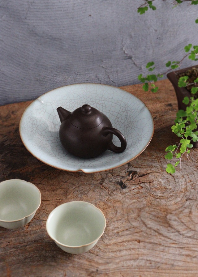 青甕 輪花鉢 草薙洋二郎作 鉢 青磁釉 茶盤 菓子器