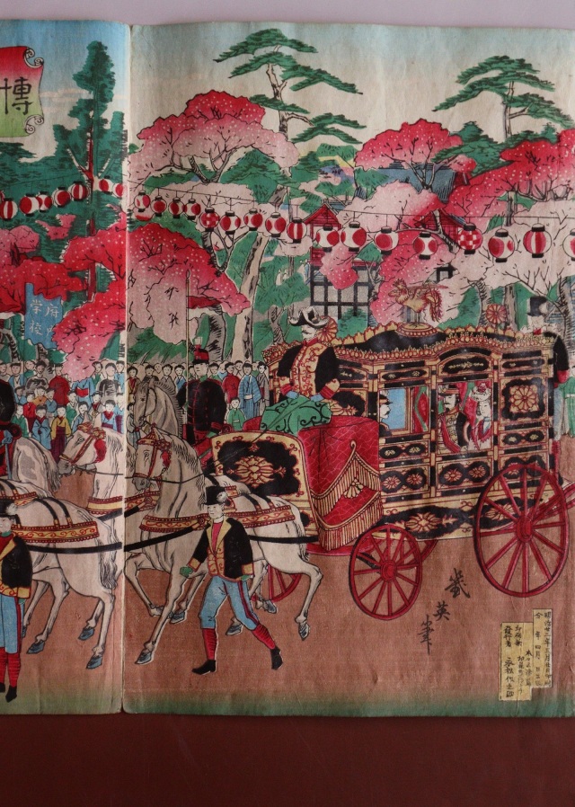 小林幾英筆　「上野公園博覧会会場之図」　明治版画　浮世絵　木版画