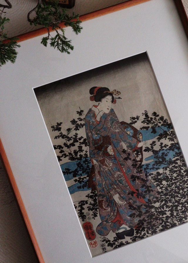歌川国芳　「近江国萩の玉川」　美人画浮世絵　木版画