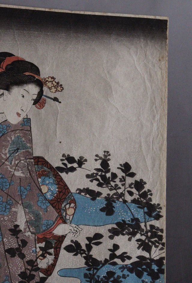 歌川国芳　「近江国萩の玉川」　美人画浮世絵　木版画
