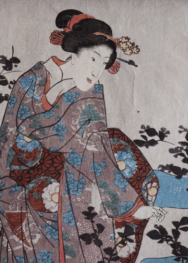 歌川国芳　「近江国萩の玉川」　美人画浮世絵　木版画