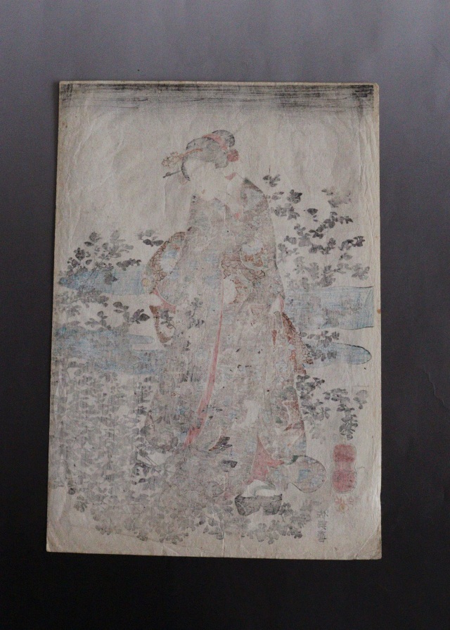 歌川国芳　「近江国萩の玉川」　美人画浮世絵　木版画